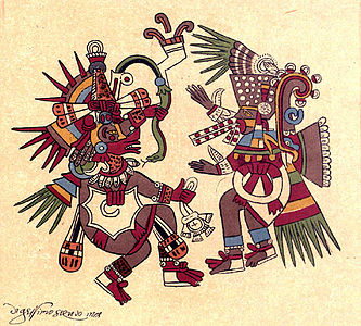 Quetzalcóatl e Tezcatlipoca, Códice Borbónico.