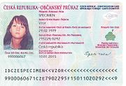 Titulní strana občanského průkazu vzor 2005