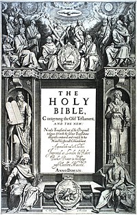 The title page's central text is: "THE HOLY BIBLE, Conteyning the Old Testament, AND THE NEW: Newly Translated out of the Original tongues: & with the former Translations diligently compared and revised, by his Majesties speciall Comandement. Appointed to be read in Churches. Imprinted at London by Robert Barker, Printer to the Kings most Excellent Majestie. ANNO DOM. 1611 ." At bottom is: "C. Boel fecit in Richmont.".