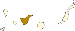 Mapa d'as Islas Canarias con Tenerife coloreata.