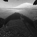 Aeolis Palus and Mount Sharp in Gale Crater as viewed by the Curiosity rover (August 6, 2012).