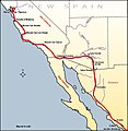 Image 3Map of the route taken by the Anza Expedition of 1775–76, from the Presidio of Tubac to San Francisco Bay. (from History of California)