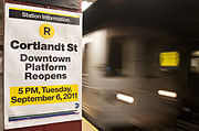 Poster announcing opening of the southbound platform