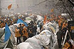 Tältande demokratidemonstranter i Kiev under den orangea revolutionen 2004.