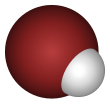 Ball-and-stick model of hydrogen bromide