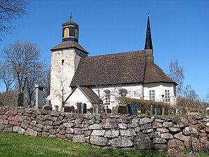 The medieval pairish kirk in Lemland.