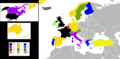 Membres du groupe Europe de l'Ouest et autres colorés selon le temps qu'ils avaient passé au Conseil de sécurité à la date de 2010.