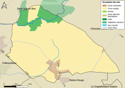 Carte des infrastructures et de l'occupation des sols en 2018 (CLC) de la commune.