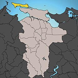 San Juan Antiguo shown in yellow within San Juan shown in light gray