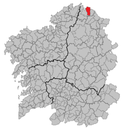 Situation of Xove within Galicia