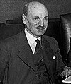 A black and white photograph of Clement Attlee