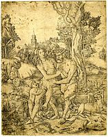 A family of fauns, engraving