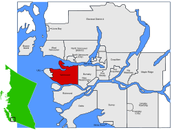 Location o Vancouver athin Metro Vancouver in Breetish Columbie, Canada