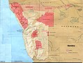 A map from 1964 to 1965 showing the Namibian "homelands" or Bantustans[9] when Namibia was under the rule of apartheid South Africa.