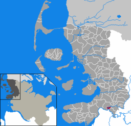 Läget för staden Friedrichstadt i Kreis Nordfriesland