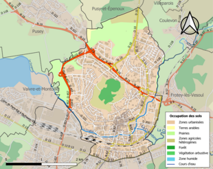 Carte en couleurs présentant l'occupation des sols.