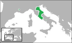 Mapa ng Estadong Papal noong 1700 (around its greatest extent).