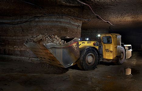 Underground mining of oil shale in VKG Ojamaa mine in Estonia