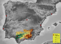 povodí Guadalquiviru na mapce Pyrenejského poloostrova