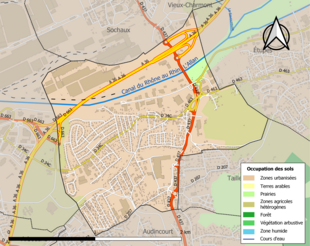 Carte en couleurs présentant l'occupation des sols.