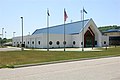 PONY Headquarters with Flag Plaza in view in foreground