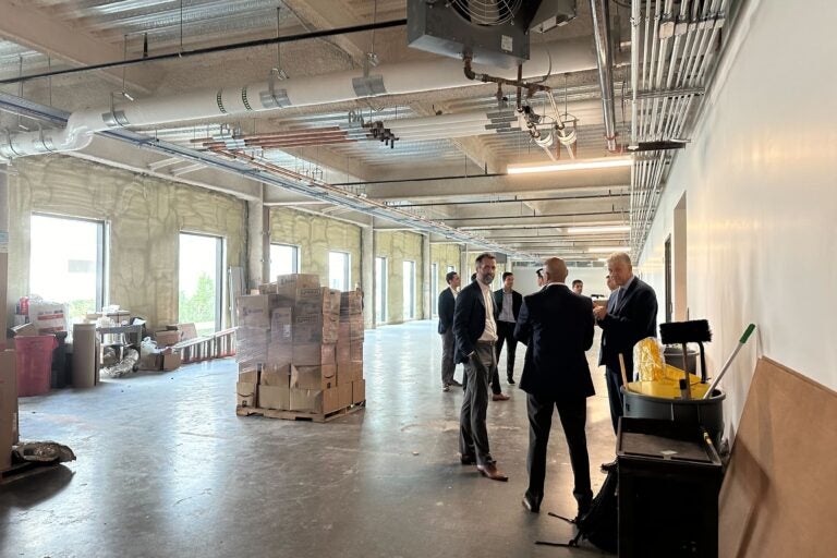 guests inside a work-in-progress room at bioMérieux