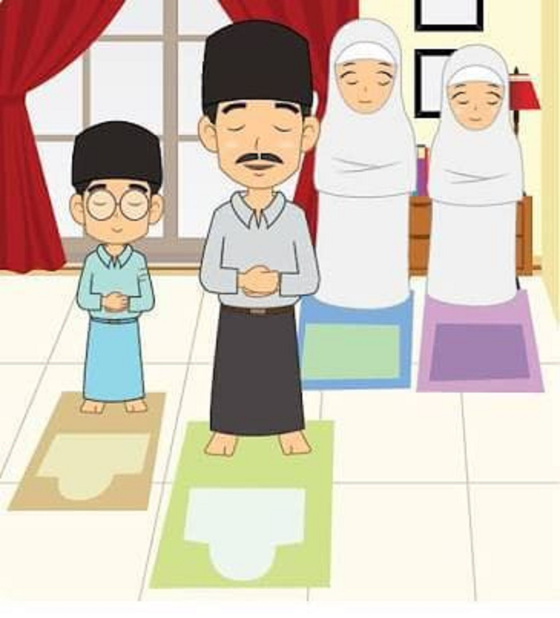 Gambar Sholat Berjamaah Kartun