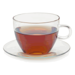 Glass teacup with saucer vector clip art