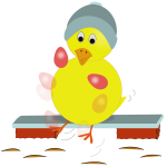 Easter chicken juggling eggs vector  image