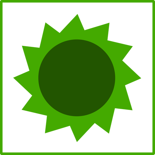 Vector illustration of eco green sun icon with thin border