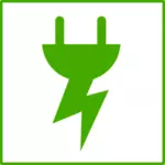 Vector graphics of eco green electricity icon with thin border