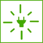 Vector drawing of eco green lightblulb icon with thin border