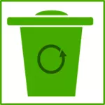 Vector image of eco green recycle bin icon with thin border