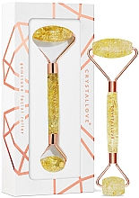 Rouleau de massage en ambre citron pour visage Crystallove Gemstone Facial Roller