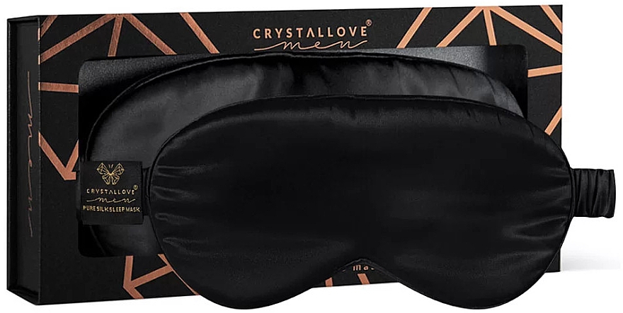 Masque de sommeil en soie, noir - Crystallove Men Silk Eye Mask Black