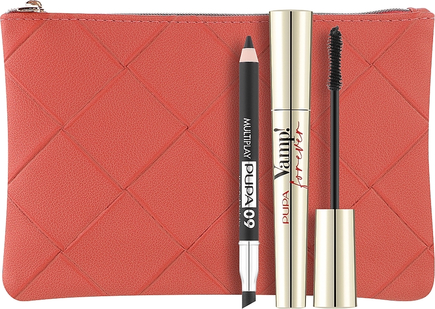 Set (mascara/9ml + crayon yeux/0.8g + pochette/1pcs) - Pupa Kit Vamp! Forever & Mini Multiplay