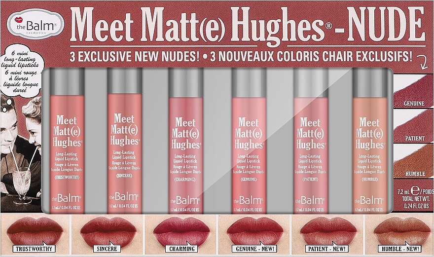 Set (rouge à lèvres liquide/6x1,2ml) - theBalm Meet Matte Hughes Nude 