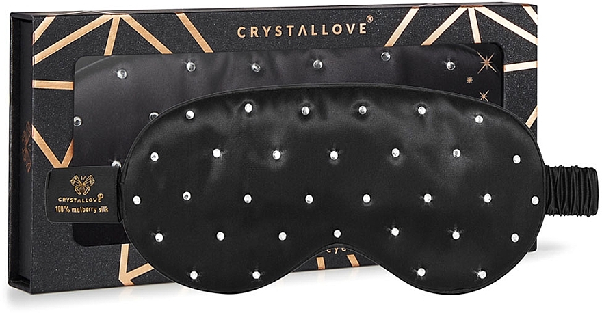 Masque de sommeil en soie avec cristaux, noir - Crystallove