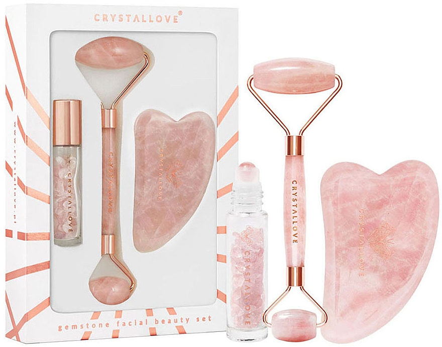 Crystallove Rose Quartz Roller And Gua Sha Set - Set