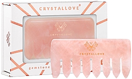 Peigne de massage du cuir chevelu en quartz rose Crystallove