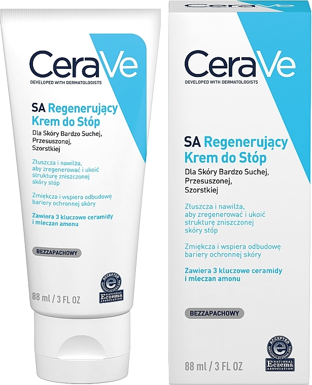 Crème à l'acide salicylique pour pieds CeraVe SA Renewing Foot Cream