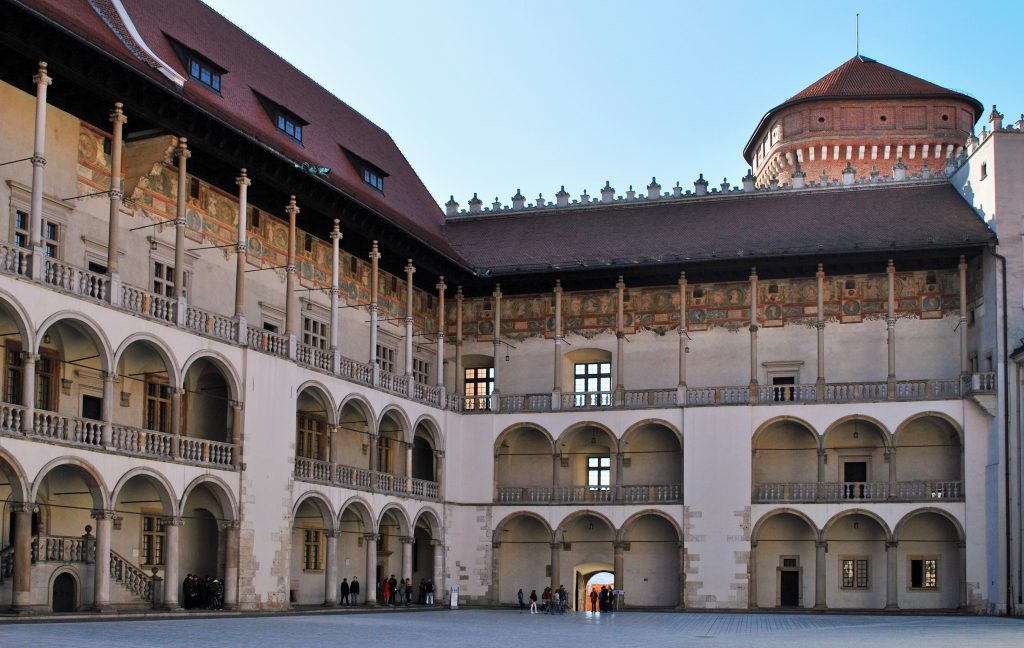 Arcaded courtyard built in 16th century that made the Wawel Castle a magnificent Reneissance residence