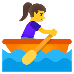 Femme ramant dans un bateau on Google