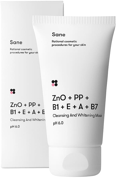 Čistilna in belilna maska za obraz Sane s cinkovim oksidom + vitamini PP B1 E A B7 - Sane Cleansing And Whitening Mask