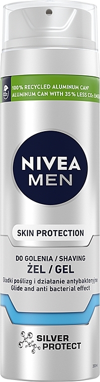 Antibakterijski gel za britje "Srebrna zaščita'' - NIVEA MEN Silver Protect Shaving Gel