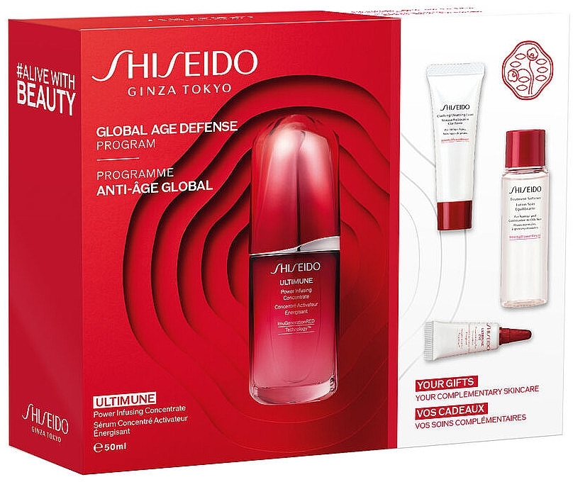 Набор Shiseido Ultimune Global Age Defense Program (f/conc/50ml + f/foam/15ml + softner/30ml + eye/conc/3ml)