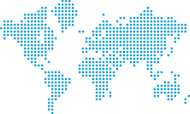 abstract world map where land is represented by blue dots