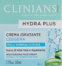 Крем для лица ежедневный Clinians Crema Idratante Giorno Minerali Acqua Vegetale di The Bianco