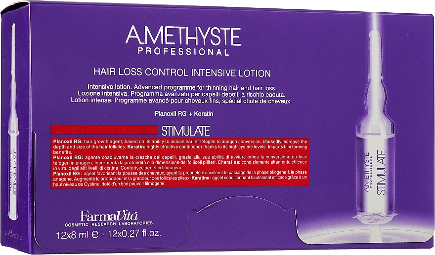 Lotion nastarostlivosť pre oslabené vlasy - Farmavita Amethyste Stimulate Hair Loss Control Intensive Lotion