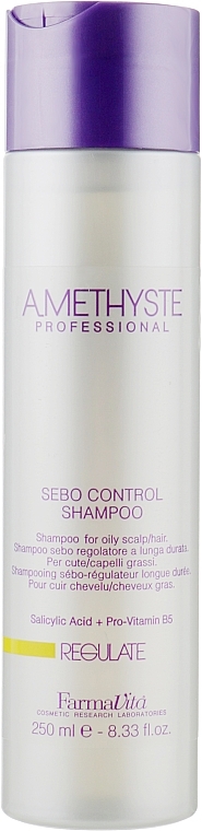 Balancing šampón dlhého pôsobenie pre mastnú pleť - Farmavita Amethyste Regulate Sebo Control Shampoo